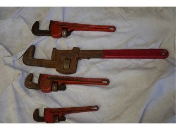 LOT OF 4 PIPE WRENCHES