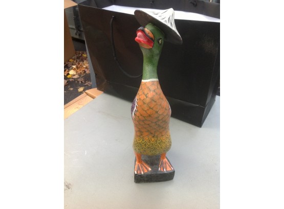Hand Painted Wooden Asian Duck