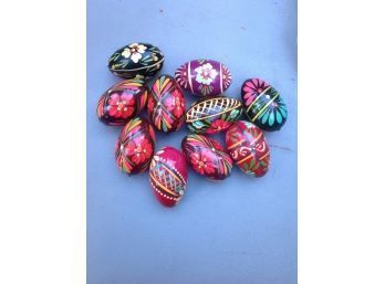 10 Hand Painted Wooden Eggs