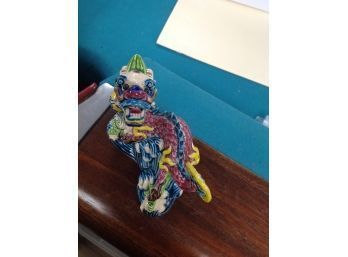 Hand Painted Clay Dragon With Chinese Symbols On The Bottom