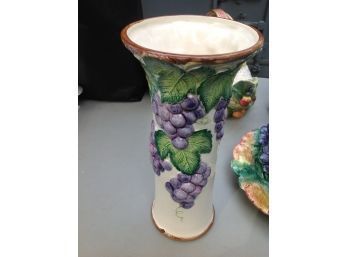 Fitz And Floyd Vase With Grape Design