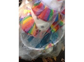 Baby/ Children's White Teddy Bear Rainbow Clown Pail