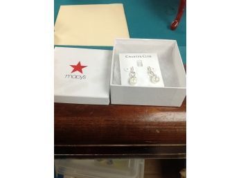 Charter Club Silver Pearl Drop Earrings From Macy's