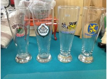 4 Different Beer Glasses- Never Used- Sitting On Shelf For Display