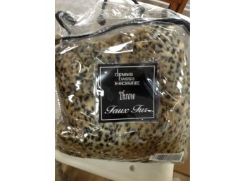 Dennis Basso Faux Fur Leopard Print Throw/ Never Used