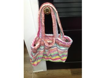 A Bag Made Out Of 100  Cotton.. A Towel Bag With Rainbow Stripes Never Used With So May Uses
