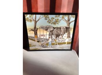 H.  Hargrove Artist Signed Wall Hanging Of A Zoo Scene