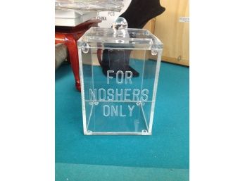 Lucite Container With Lid- For Noshers Only- Never Used