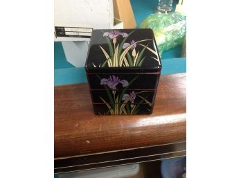 3 Stacking Boxes With Flowered Cover -Made In Japan