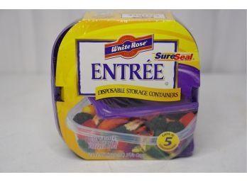 NEW ENTREE DISPOSABLE STORAGE CONTAINERS, 5 CONTAINERS