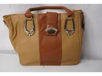 LIKE NEW ALFRED DURANTE BROWN LEATHER BAG, 13IN LENGTH