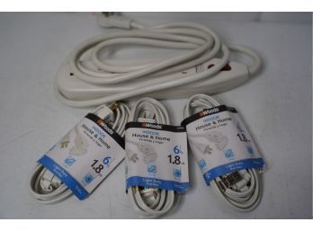 LARGE LOT OF EXTENSION CORDS INCLUDING NEW