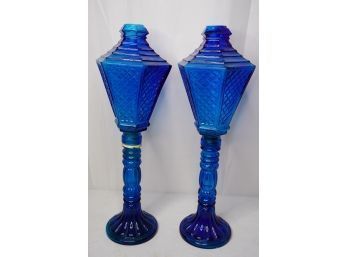 BLUE GLASS DECORATION, 20IN HEIGHT