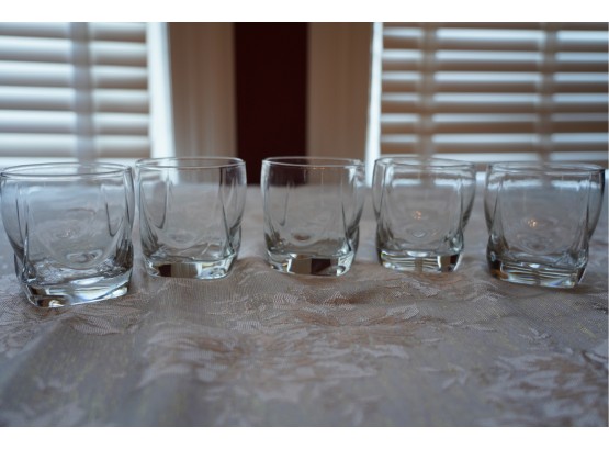 LOT OF 5 CLEAR GLASS ROCK GLASSES,  4IN HEIGHT