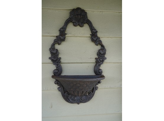 ANTIQUE CAST IRON OUTDOOR HANGING DECORATION, 10X18 INCHES