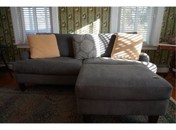 EMERALDCRAFT GREY COUCH WITH OTTOMAN
