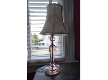 MODERN STYLE PINK TINTED GLASS LAMP,