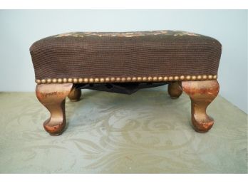SMALL ANTIQUE WOOD OTTOMAN, HAS DAMAGED CHECK ALL PHOTOS!
