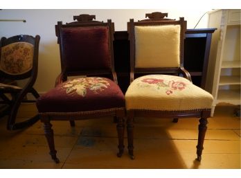 LOT OF 2 ANTIQUE WOOD CHAIRS, CHECK ALL PHOTOS!