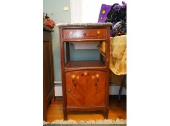 RARE MARBLE TOP WITH MARBLE LINED CABINET WITH DRAWER