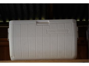 WHITE COLEMAN COOLER WITH HANDLES