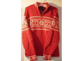 LANDS END CHRISTMAS RED SWEATER, SIZE M