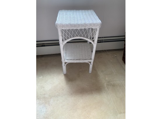 White Wicker Side Table Small