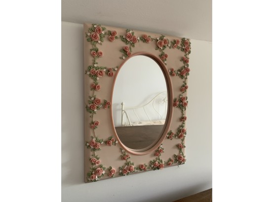 Small Pink Bedroom Mirror With Roses