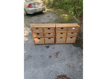 Lot Of Two Wicker Pull Out Drawers
