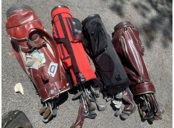 Large Lot Of Golf Clubs And Bowling Balls
