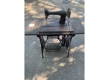 Singer Sewing Machine On Table, Untested