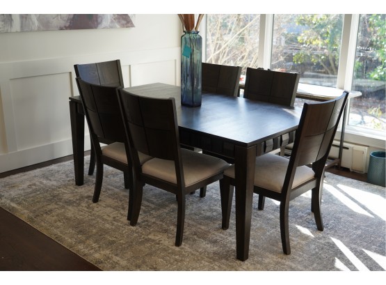 GORGEOUS MODERN STYLE WOOD DINNING ROOM TABLE WITH 6 CHAIRS