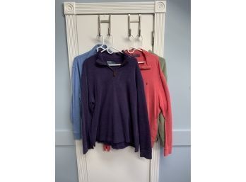 LOT OF 4 RALPH LAUREN LONG SLEEVES SWEATERS WITH ZIPPER,  SIZE XL