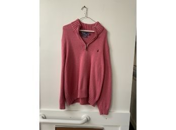 MEN'S POLO PINK SWEATER WITH ZIPPER, SIZE XL
