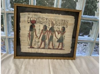 EGYPTIAN ART ON PAPYRUS PAPER, 17X21 INCHES