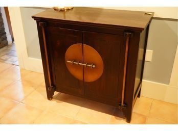 ASIAN STYLE 2 DOOR WOOD CABINET WITH BRASS HARDWARE