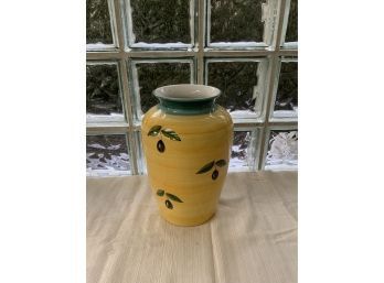YELLOW AND GREEN PORCELAIN VASE, 12IN HEIGHT