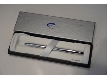 LIKE NEW CROSS SILVER COLOR PEN WITH BOX