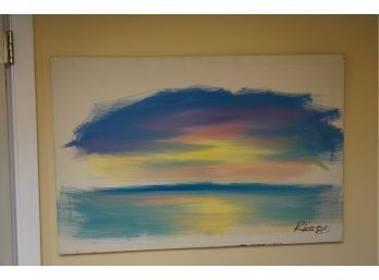 PAINTING ON CANVAS OF SUNSET , SIGNED BY RICO 1985