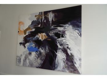 OIL ABSTRACT PAINTING, SIGNED, 48X57 INCHES