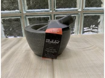 NEW TALL MORTAR AND PESTLE, 8X5.5 INCHES