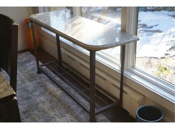 STONE TOP METAL FRAME SIDE TABLE