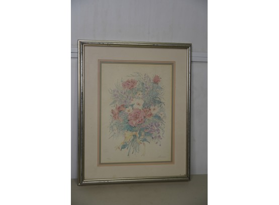 PRINT OF FLOWERS SIGNED BY LAWERENCE AND #308/2900 WITH CERTIFICATE OF AUTHENTICITY,
