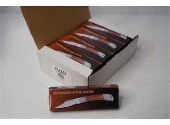 ENTIRE BOX OF NEW WOOD FOLDER POCKET KNIFES Lot Of 12, RETAIL OVER $250