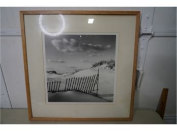BLACK AND WHITE ORIGINAL PHOTOGRAPH  OF A BEACH VIEW, 24X24 INCHES