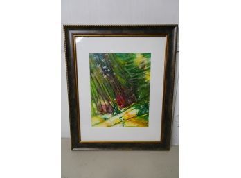 WATER COLOR PAINTING OF TREES, SIGNED BY SIMIA A?, 23X19 INCHES