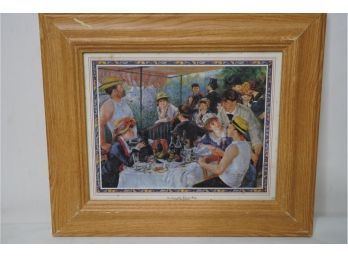 FRAMED PRINT OF PEOPLE EATING, 13X11 INCHES