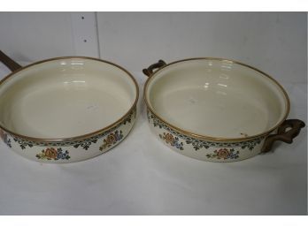 VINTAGE LOT OF 2 ASTA MADE IN GERMANY POT AND PAN WITH BRASS HANDLE