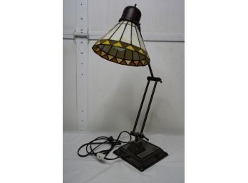 STAINED GLASS STYLE LAMP ADJUSTABLE FOR DECORATION ONLY,  23IN HEIGHT