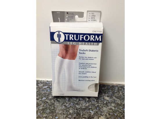 Truform Leg Health -Trusoft Diabetic Socks -Size Large In White